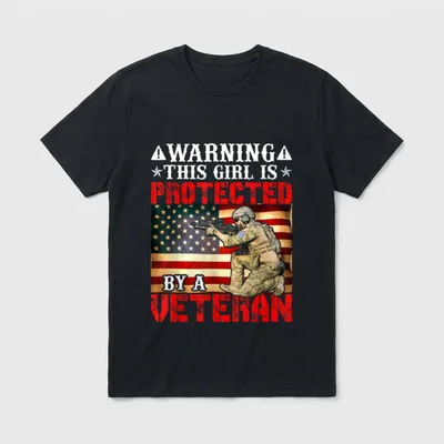 Warning This Girl Is Protected Veteran T-Shirt – Classic T-Shirt in Black