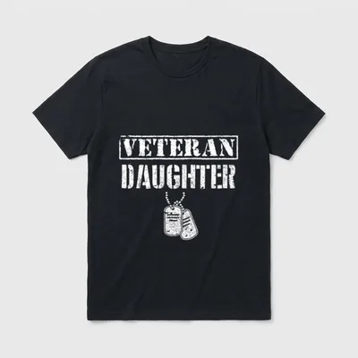 Veteran Daughter Dog Tag Dad Veterans T-Shirt – Classic T-Shirt in Black