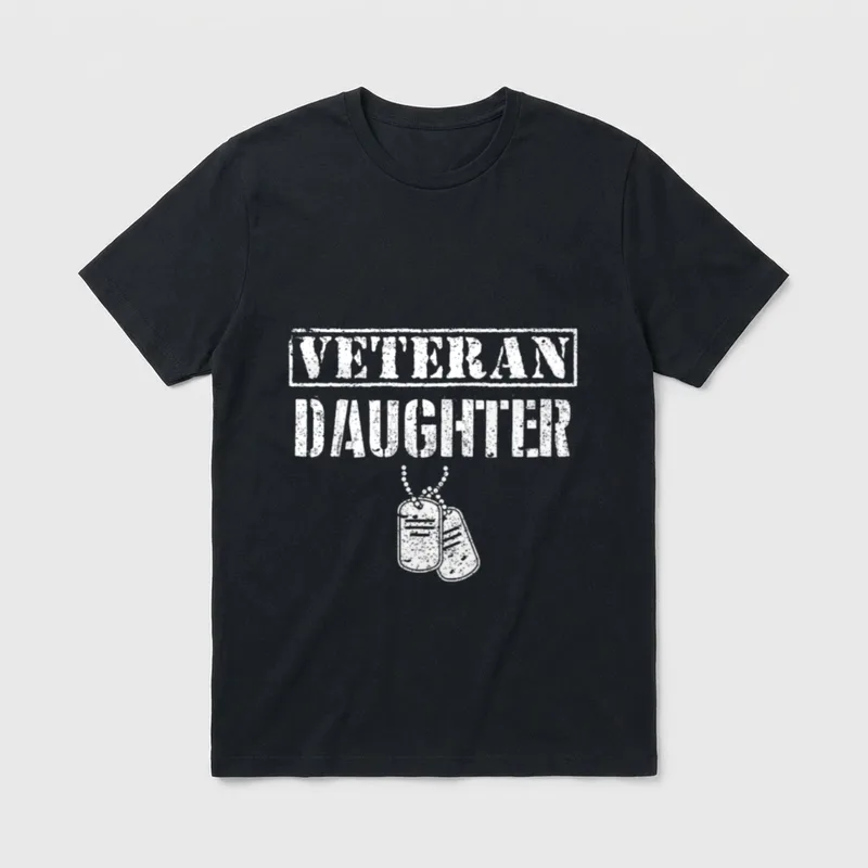 Veteran Daughter Dog Tag Dad Veterans T-Shirt – Classic T-Shirt in Black