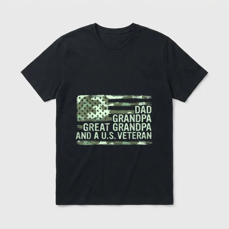 Multi Generation Veteran Dad T-Shirt – Classic T-Shirt in Black
