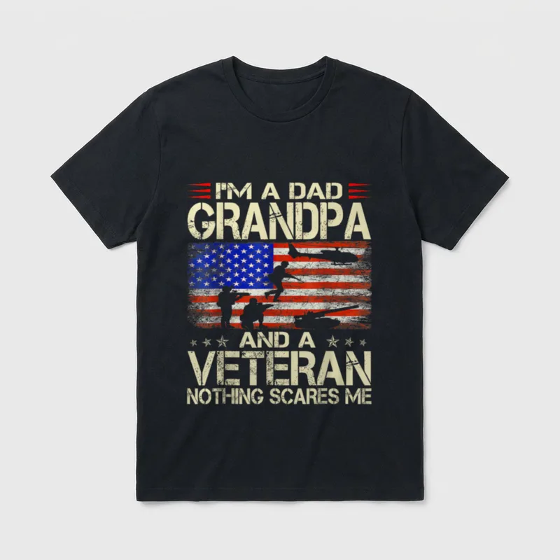 Proud Veteran Grandpa Father T-Shirt – Classic T-Shirt in Black