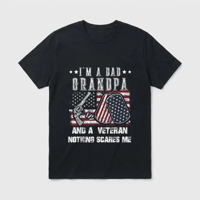 Nothing Scares Me Veteran Father T-Shirt – Classic T-Shirt in Black