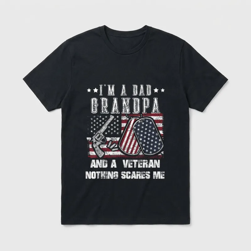 Nothing Scares Me Veteran Father T-Shirt – Classic T-Shirt in Black