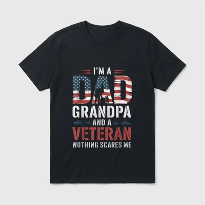 Proud Veteran Father Grandpa T-Shirt – Classic T-Shirt in Black
