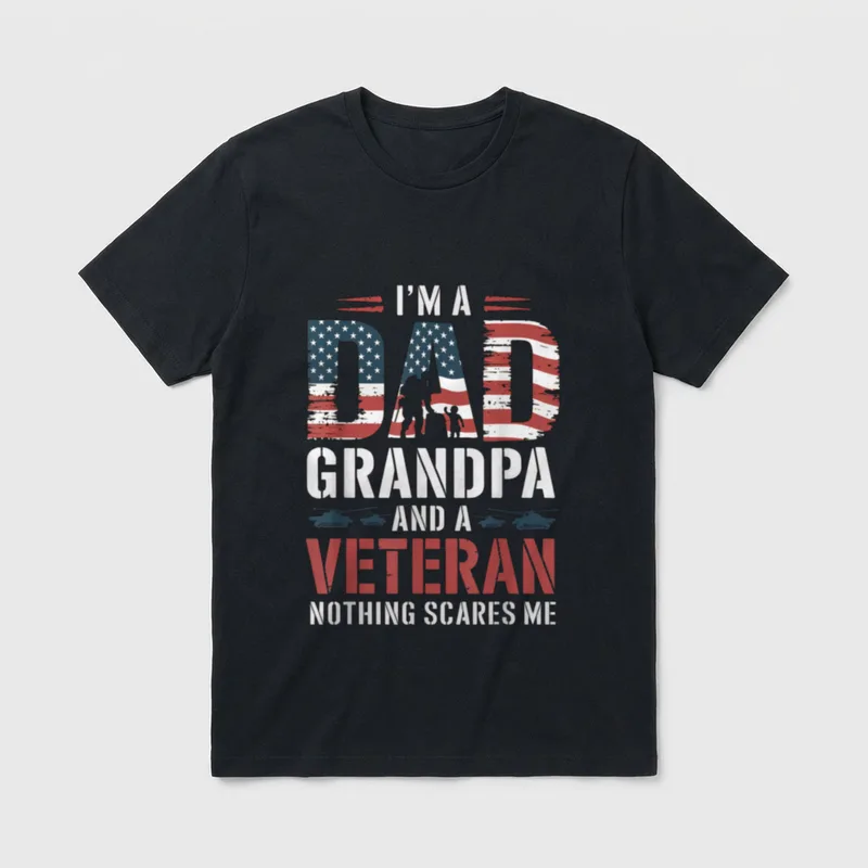 Proud Veteran Father Grandpa T-Shirt – Classic T-Shirt in Black