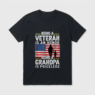 Proud Army Veteran Grandfather T-Shirt – Being A Veteran Is An Honor Being A Grandpa Is Priceless – Classic T-Shirt in Black