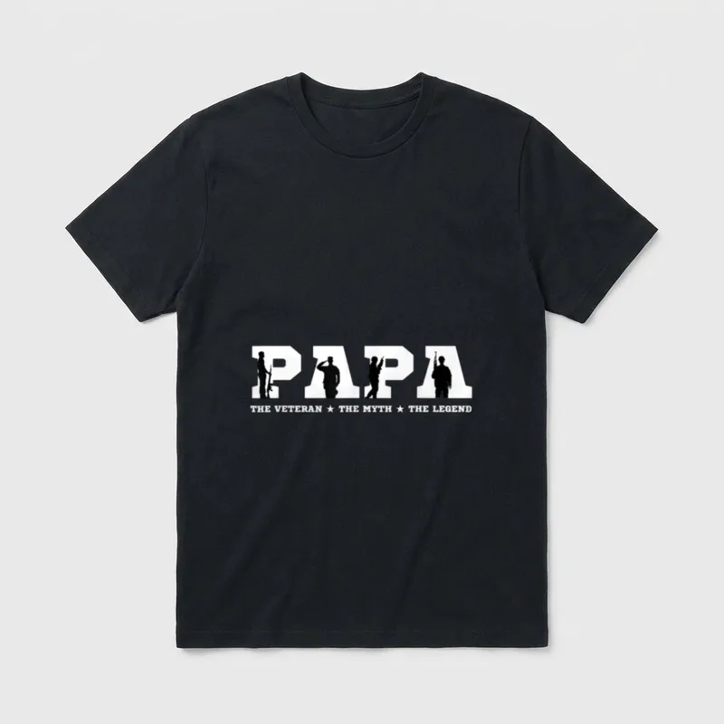 Papa Dad Veteran Myth Legend Hero T-Shirt – Classic T-Shirt in Black
