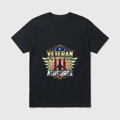 Air Force Veteran Father T-Shirt – "Veteran of the United States Air Force" with military emblem – Classic T-Shirt in Black