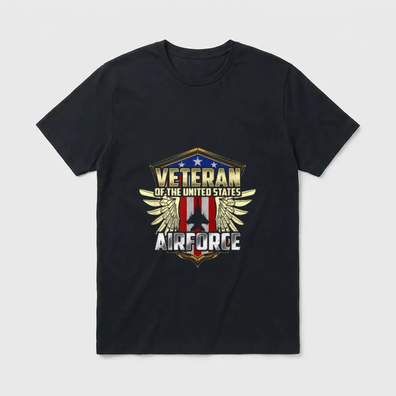 Air Force Veteran Father T-Shirt – "Veteran of the United States Air Force" with military emblem – Classic T-Shirt in Black
