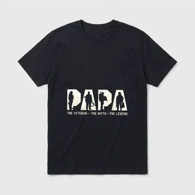 Papa Veteran Father's Day Grandpa T-Shirt – Classic T-Shirt in Black