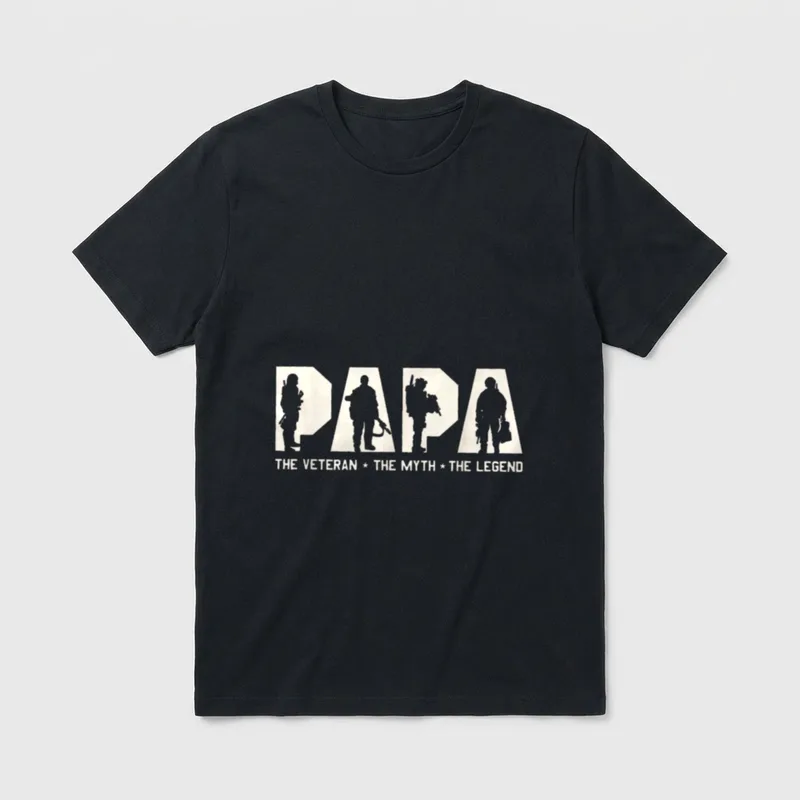 Papa Veteran Father's Day Grandpa T-Shirt – Classic T-Shirt in Black