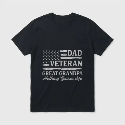 Dad Veteran Great Grandpa Grey USA T-Shirt – Classic T-Shirt in Black