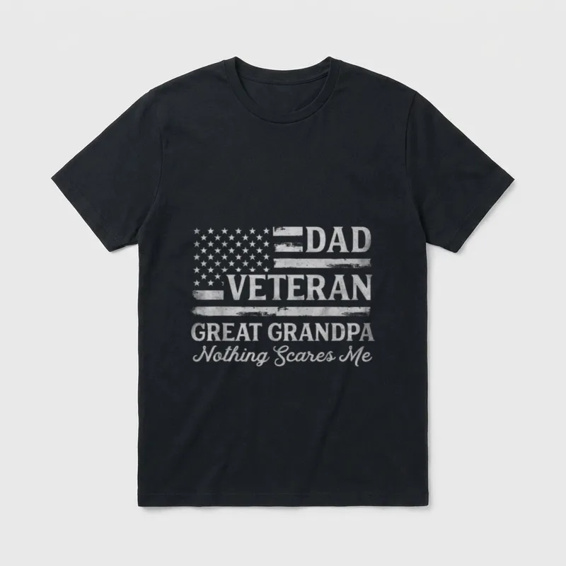 Dad Veteran Great Grandpa Grey USA T-Shirt – Classic T-Shirt in Black