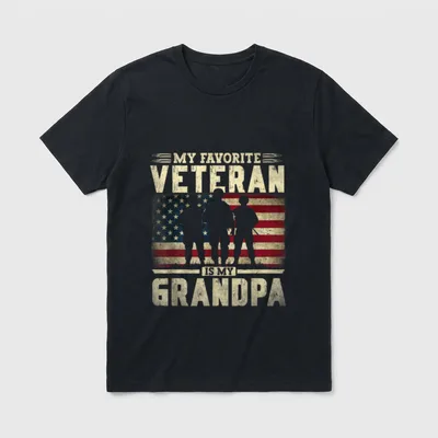 Father's Day Veterans My Favorite Grandpa T-Shirt – Classic T-Shirt in Black