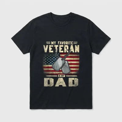 My Favorite Veteran Is Dad Perfect T-Shirt – Classic T-Shirt in Black