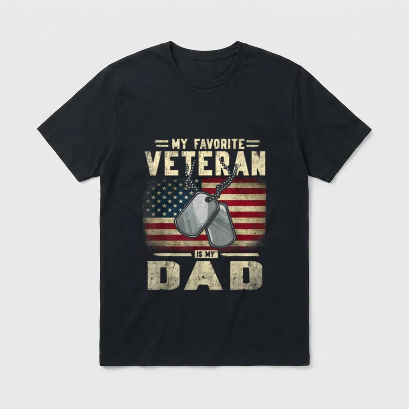 My Favorite Veteran Is Dad Perfect T-Shirt – Classic T-Shirt in Black