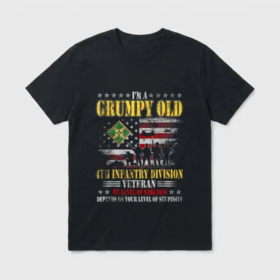 Grumpy Old 4th Infantry Division Veteran T-Shirt – Classic T-Shirt in Black