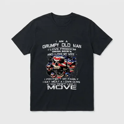 Grumpy Old Man on Back Veteran T-Shirt – Classic T-Shirt in Black