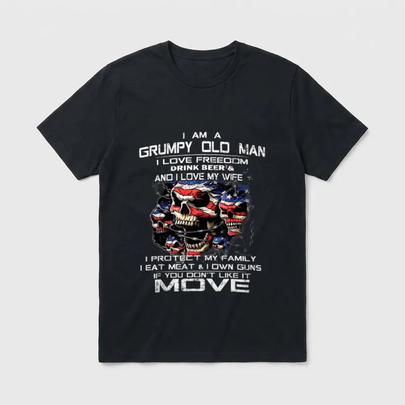 Grumpy Old Man on Back Veteran T-Shirt – Classic T-Shirt in Black