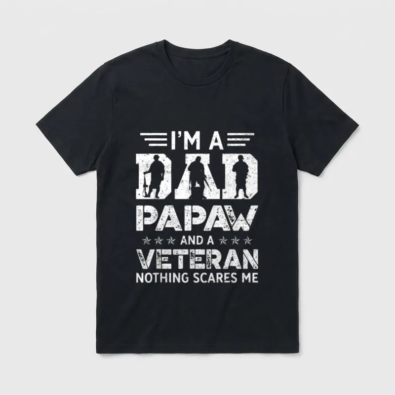 Dad Papaw and Veteran T-Shirt – Classic T-Shirt in Black
