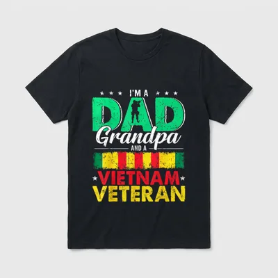 Dad Grandpa and Vietnam Veteran Happy T-Shirt – Classic T-Shirt in Black