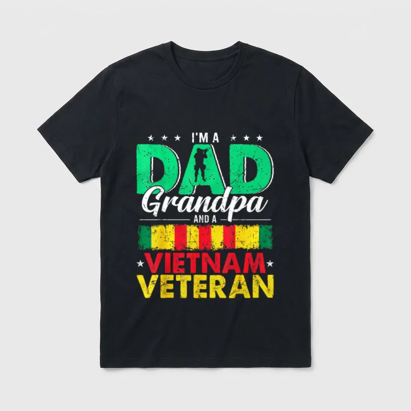 Dad Grandpa and Vietnam Veteran Happy T-Shirt – Classic T-Shirt in Black