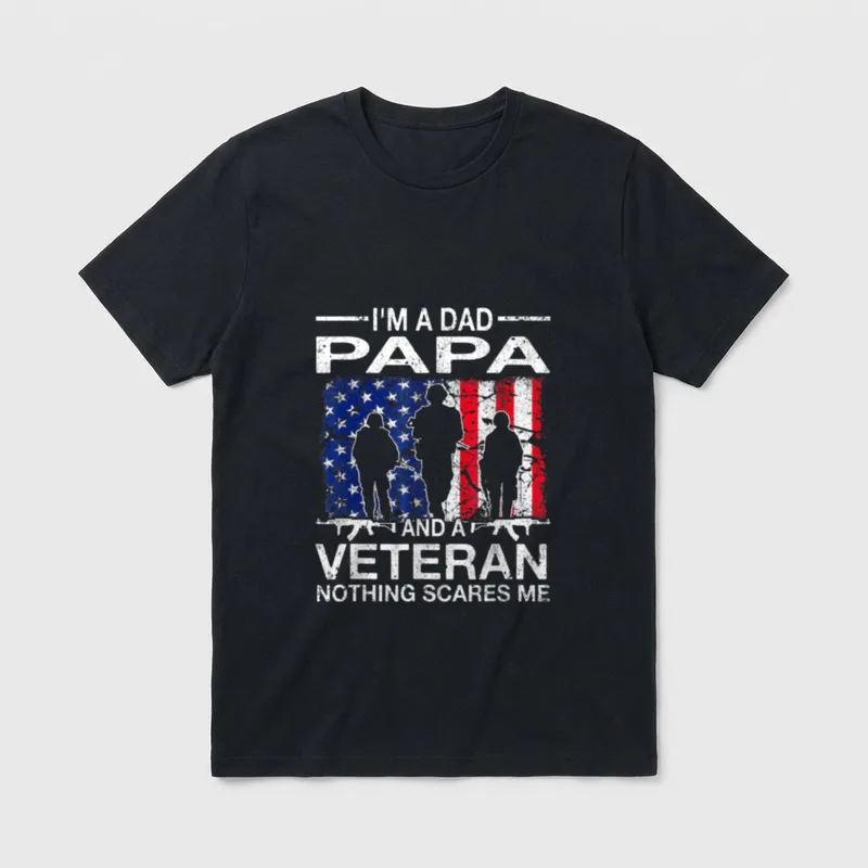 Papa and Veteran Military Fathers Day T-Shirt – Classic T-Shirt in Black