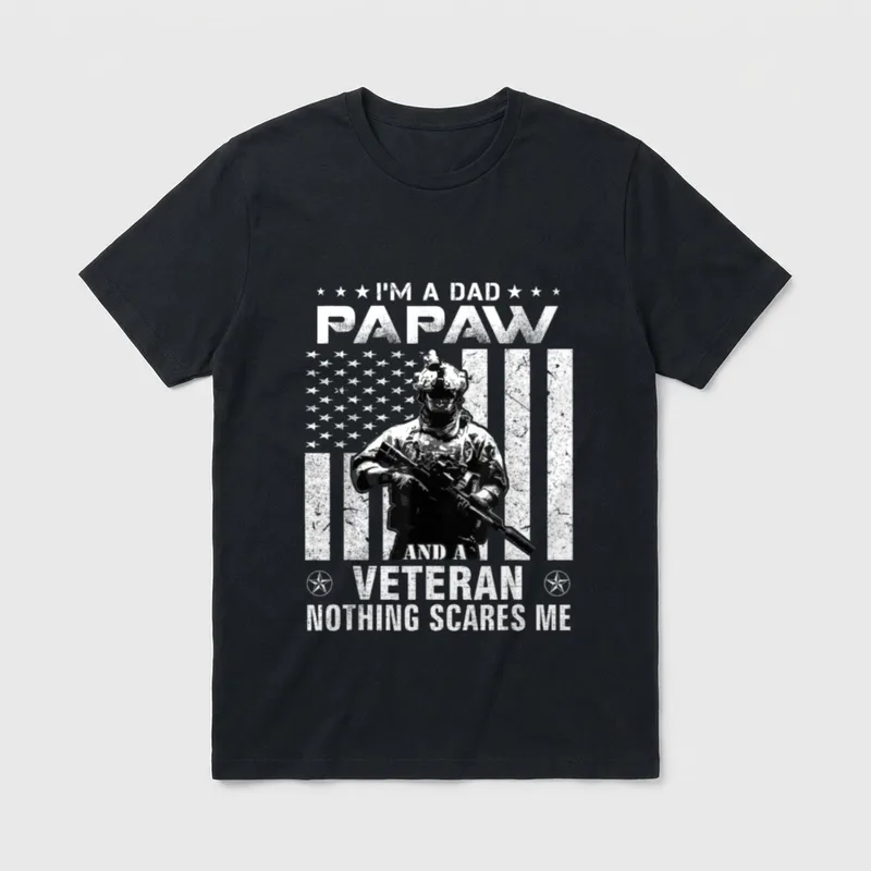 I'm a Dad Papaw Veteran Nothing T-Shirt – Classic T-Shirt in Black