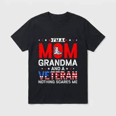 Female Veteran Mom Grandma T-Shirt – Classic T-Shirt in Black