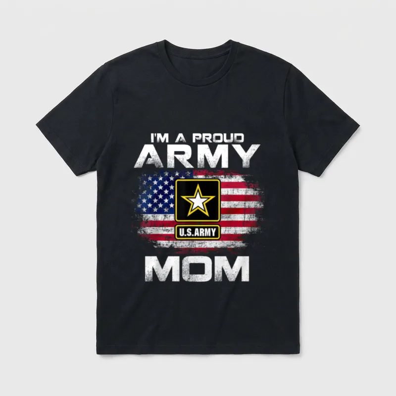 Army Mom American Flag T-Shirt – Classic T-Shirt in Black
