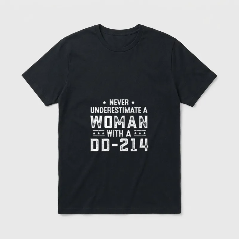 Funny Veteran Grandma Mothers Day T-Shirt – Never Underestimate A Woman With A DD-214 – Classic T-Shirt in Black