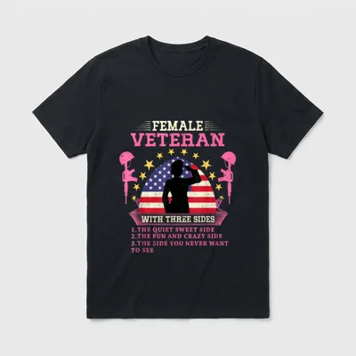 Female Veteran Mother T-Shirt – Classic T-Shirt in Black