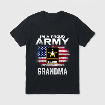 Proud Army Grandma T-Shirt – I'M A PROUD ARMY GRANDMA with Army star and U.S. ARMY text – Classic T-Shirt in Black