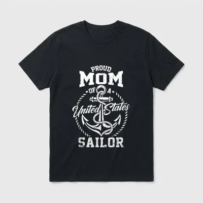 Proud Navy Mom T-Shirt – PROUD MOM OF A UNITED STATES SAILOR with anchor – Classic T-Shirt in Black