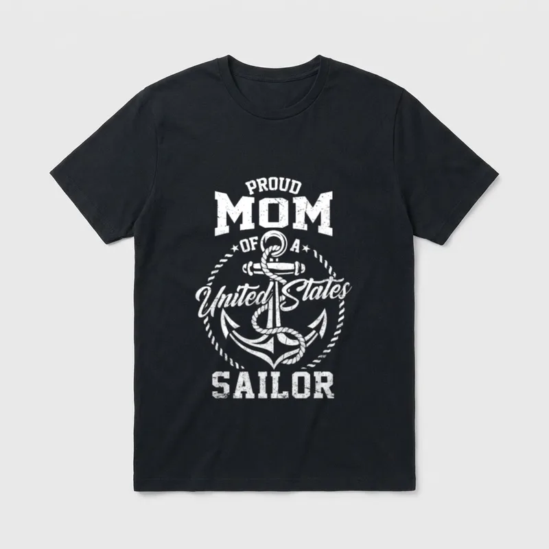 Proud Navy Mom T-Shirt – PROUD MOM OF A UNITED STATES SAILOR with anchor – Classic T-Shirt in Black