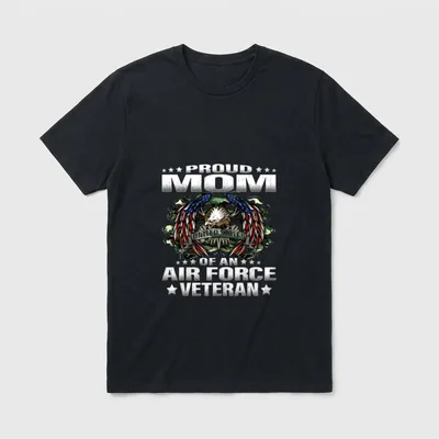 Proud Air Force Veteran Mom T-Shirt – Classic T-Shirt in Black