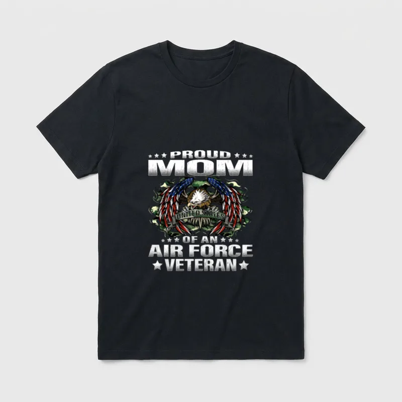 Proud Air Force Veteran Mom T-Shirt – Classic T-Shirt in Black