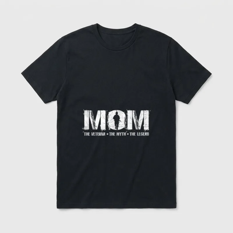 Veteran Mom The Legend T-Shirt – MOM THE VETERAN THE MYTH THE LEGEND with soldier silhouette – Classic T-Shirt in Black