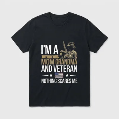 Veteran Grandma Nothing Scares Me T-Shirt – Classic T-Shirt in Black