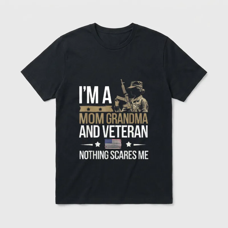 Veteran Grandma Nothing Scares Me T-Shirt – Classic T-Shirt in Black