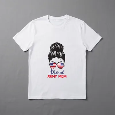 Army Mom Messy Bun T-Shirt – Classic T-Shirt in Black