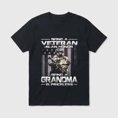 Veteran Grandma Honor Priceless T-Shirt – Classic T-Shirt in Black
