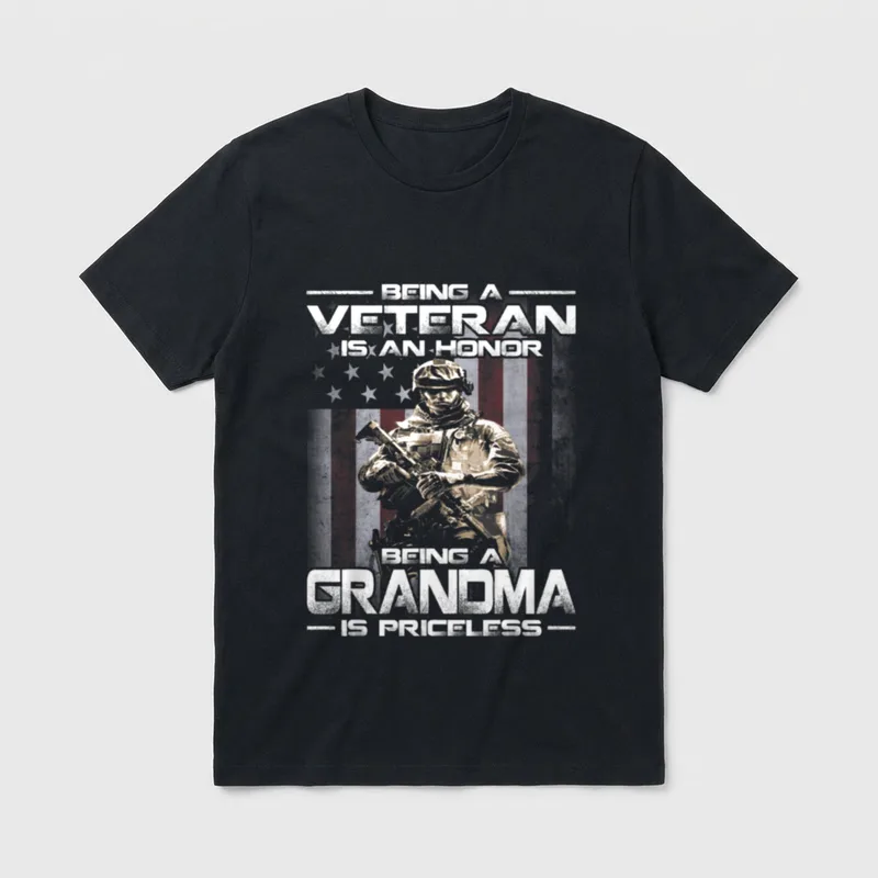 Veteran Grandma Honor Priceless T-Shirt – Classic T-Shirt in Black