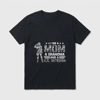 Military Mom Grandma Patriotic T-Shirt – Classic T-Shirt in Black