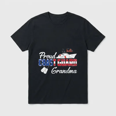 Proud Coast Guard Grandma T-Shirt – Proud COAST GUARD Grandma with a ship and helicopter – Classic T-Shirt in Black