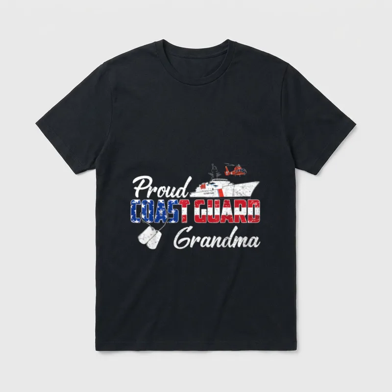 Proud Coast Guard Grandma T-Shirt – Proud COAST GUARD Grandma with a ship and helicopter – Classic T-Shirt in Black