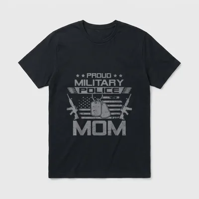 Proud Military Police Mom Flag American T-Shirt – Classic T-Shirt in Black