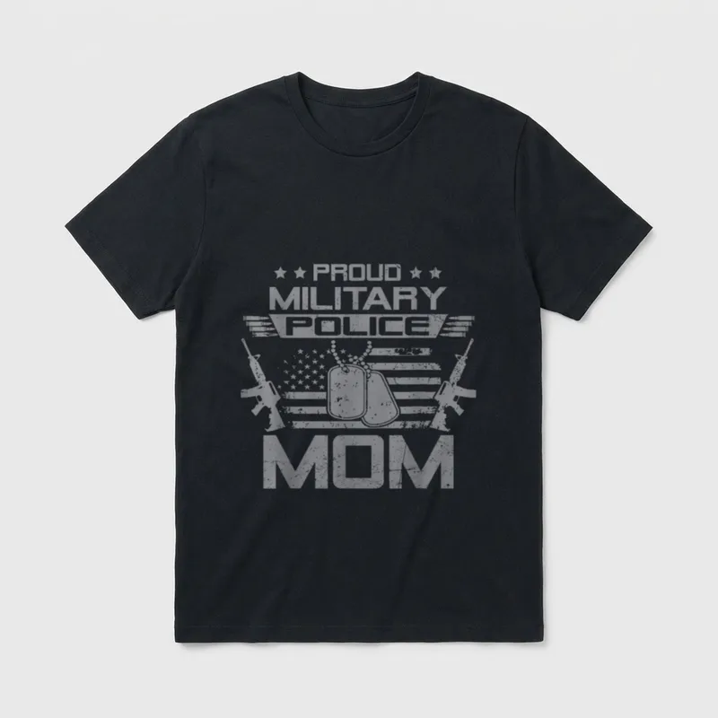 Proud Military Police Mom Flag American T-Shirt – Classic T-Shirt in Black