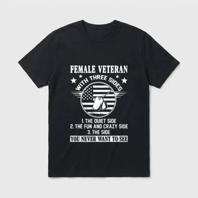 3 Sides Female Veteran T-Shirt – Classic T-Shirt in Black
