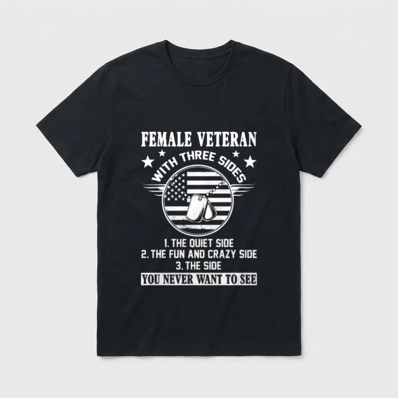 3 Sides Female Veteran T-Shirt – Classic T-Shirt in Black